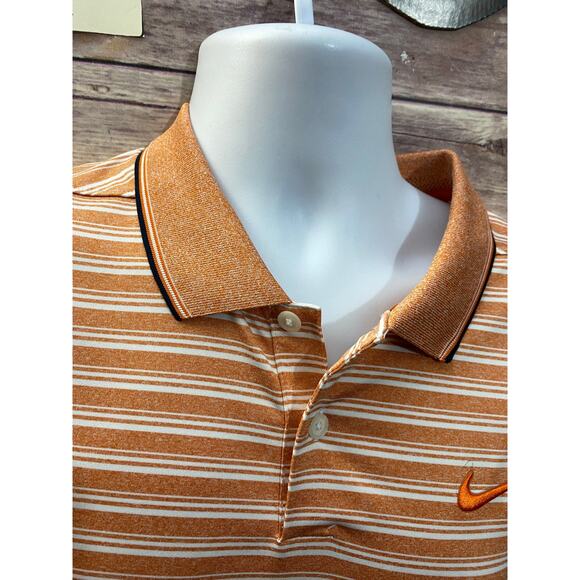 Nike Golf Polo Shirt Men's Large White Orange Striped Short Sleeve - Picture 7 of 11